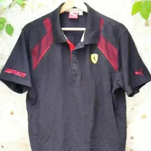 Puma Ferrari Scuderia Racing Polo Shirt Mens Red & Black Casual Size L